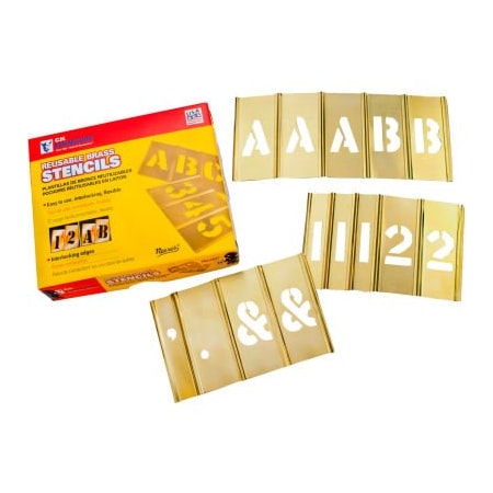 C.H. Hanson 1/2" Brass Interlocking Stencil Letters and Numbers, 92 Piece Set 10146